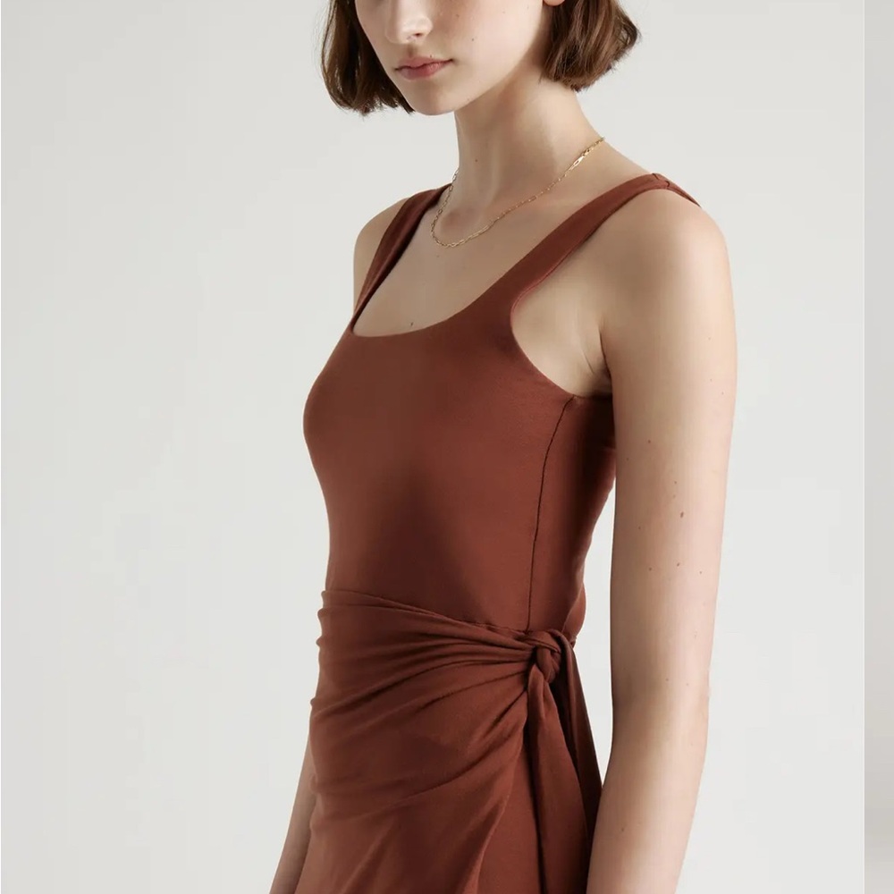 Quince Brown Midi Wrap Dress - Picture 2 of 8